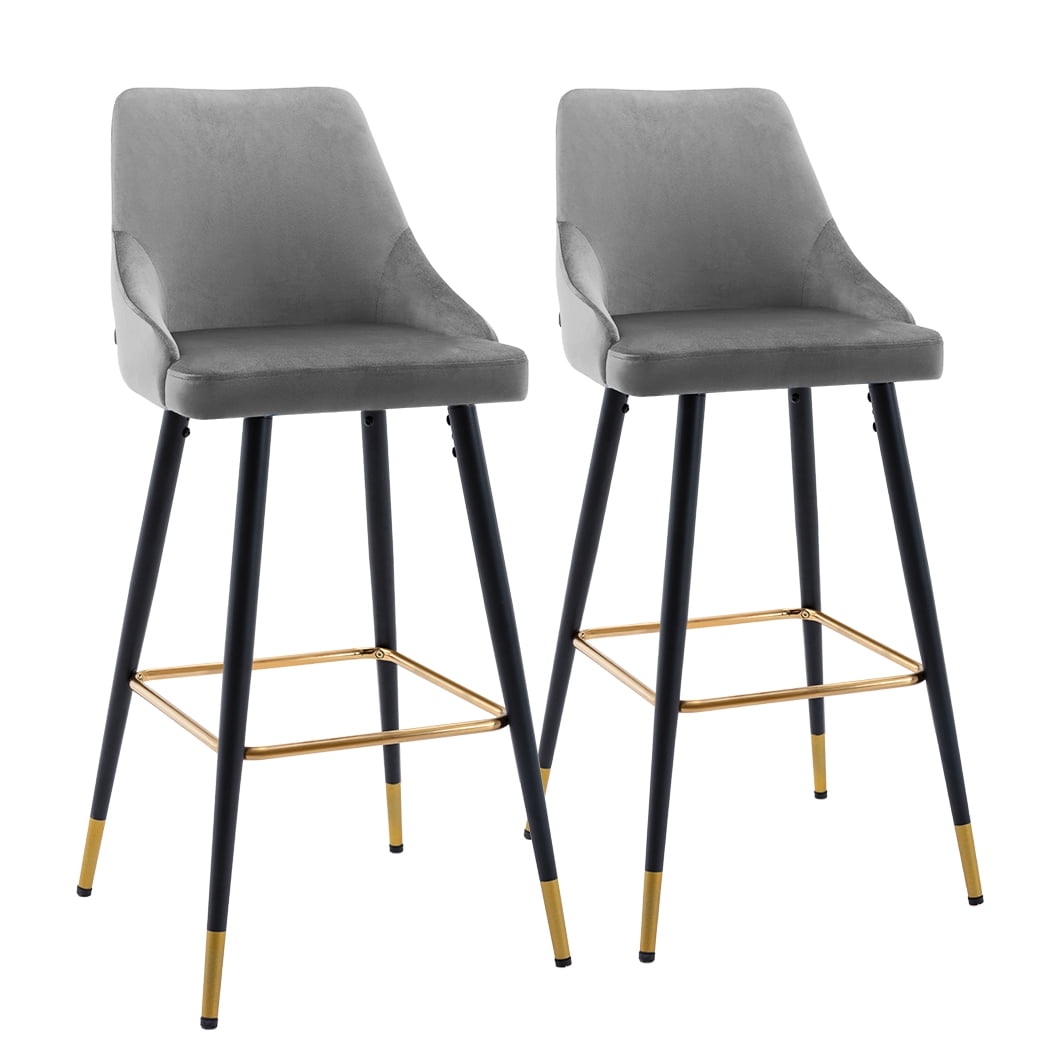 Duhome Elegant Lifestyle Velvet Bar Stools with Back Set of 2, Modern Tufted Bar Chair Barstools for Kitchen, Gray Promo