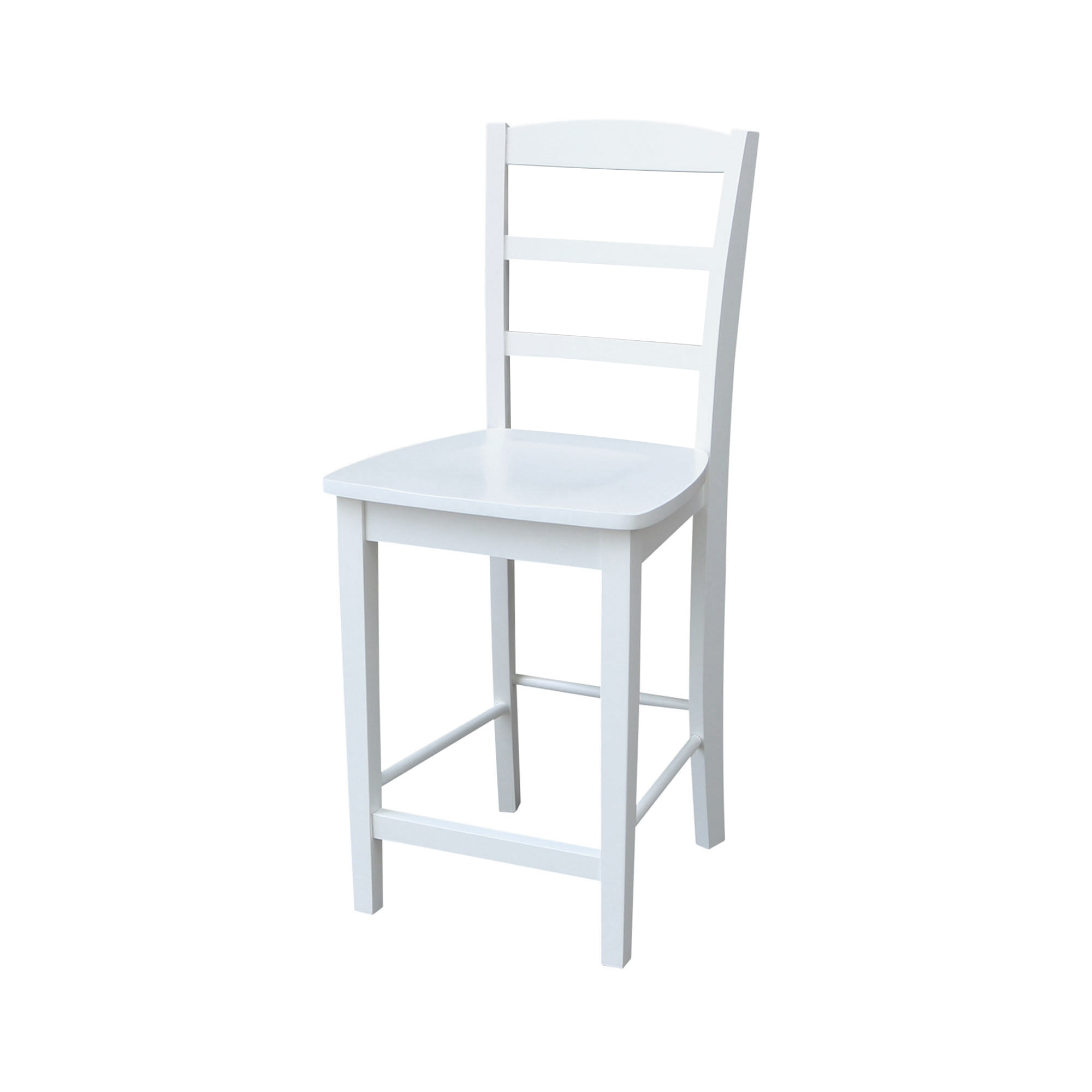 International Concepts Wood Madrid Ladder Back Counter Height Stool in White - 24" Seat Height Promo