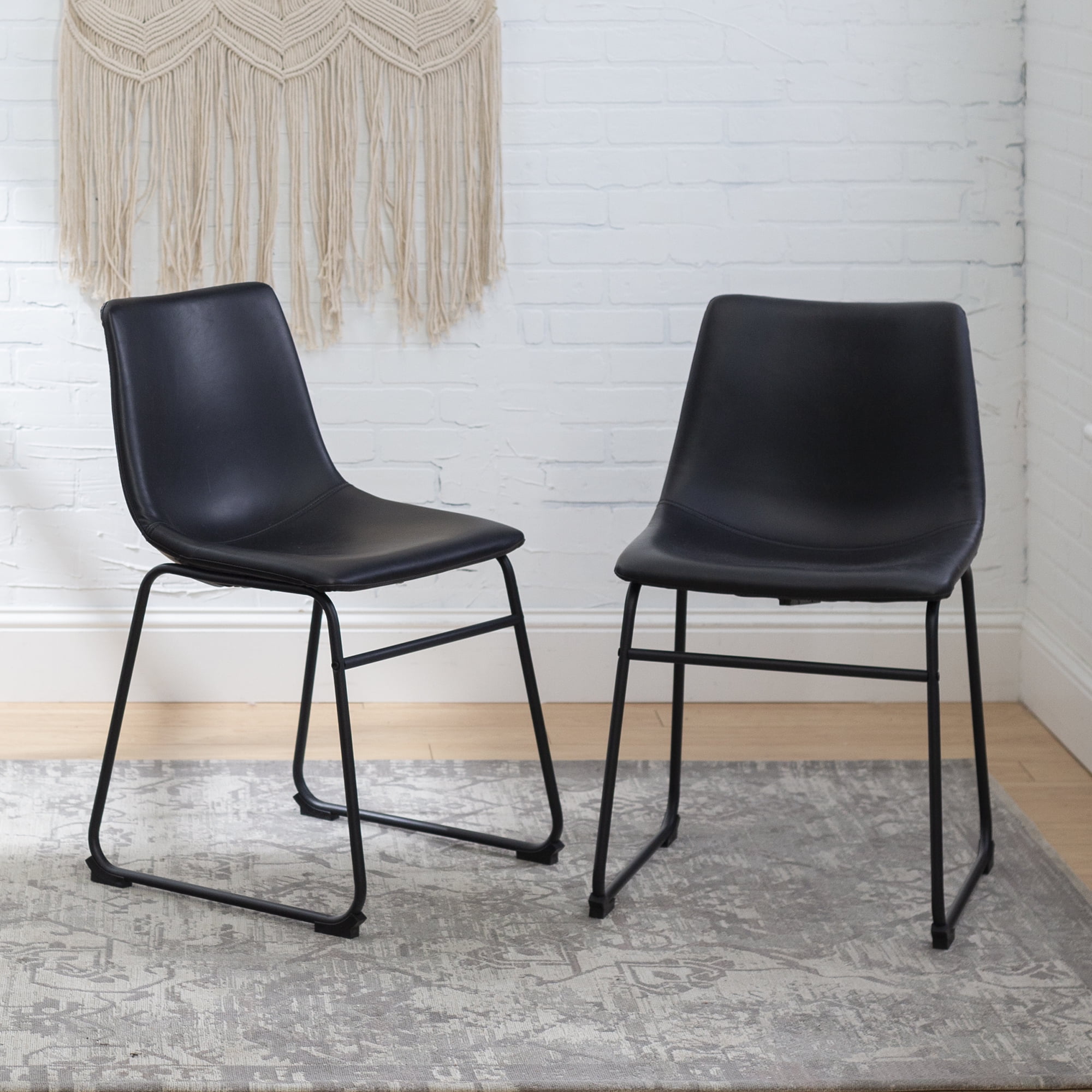 River Street Designs Worthington Faux Leather Dining Chair, Set of 2, Black Promo